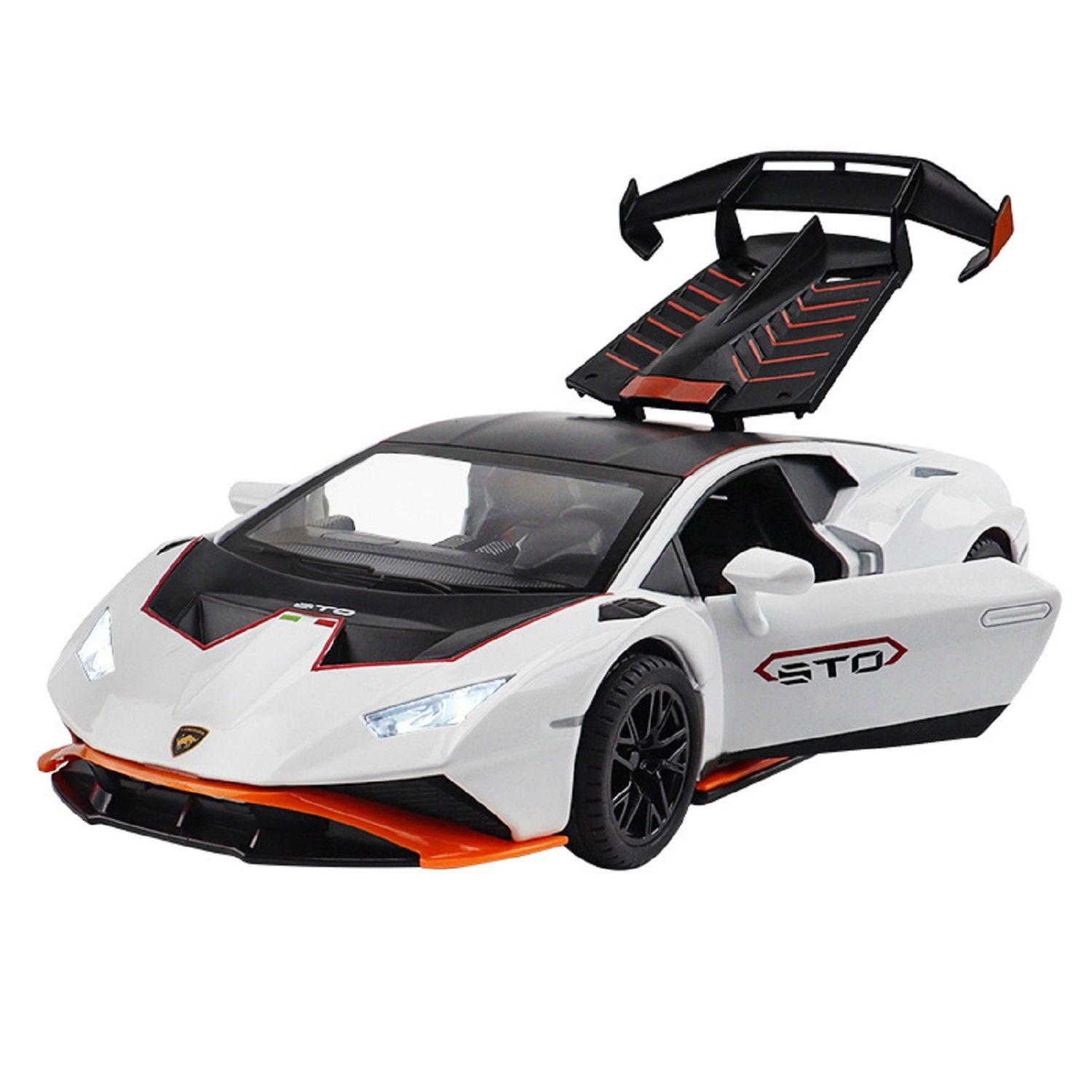 KTRS Enterprise 1:24 Alloy Metal Pull Back Die-cast Car Model Pull Back car Super Openable Doors Sound and Light Doors & Light Music Boys Toys for Kids as(lambu Hurricane H2083)