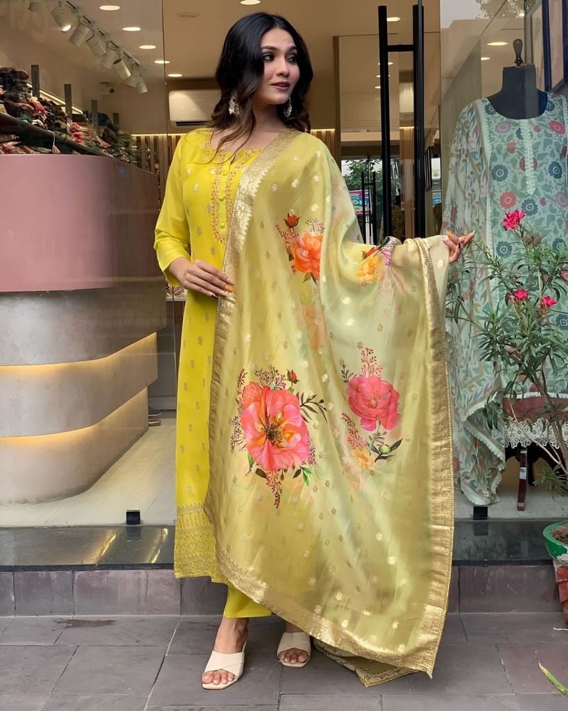 Ready to wear Yellow indian salwar kameez Dupatta for women anarkali designer pakistani dresses Festival 3 piece
