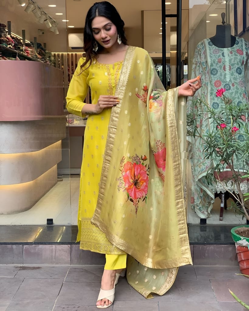 Ready to wear Yellow indian salwar kameez Dupatta for women anarkali designer pakistani dresses Festival 3 piece