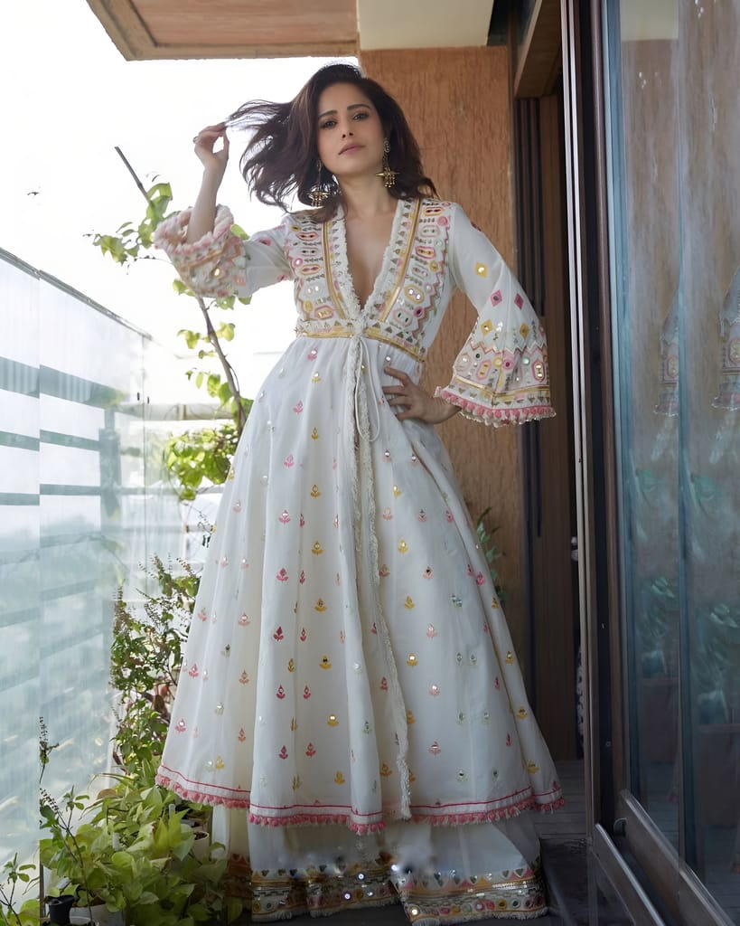 Anarkali White indian salwar kameez Dupatta for women ready to wear designer pakistani dresses Festival 3 piece