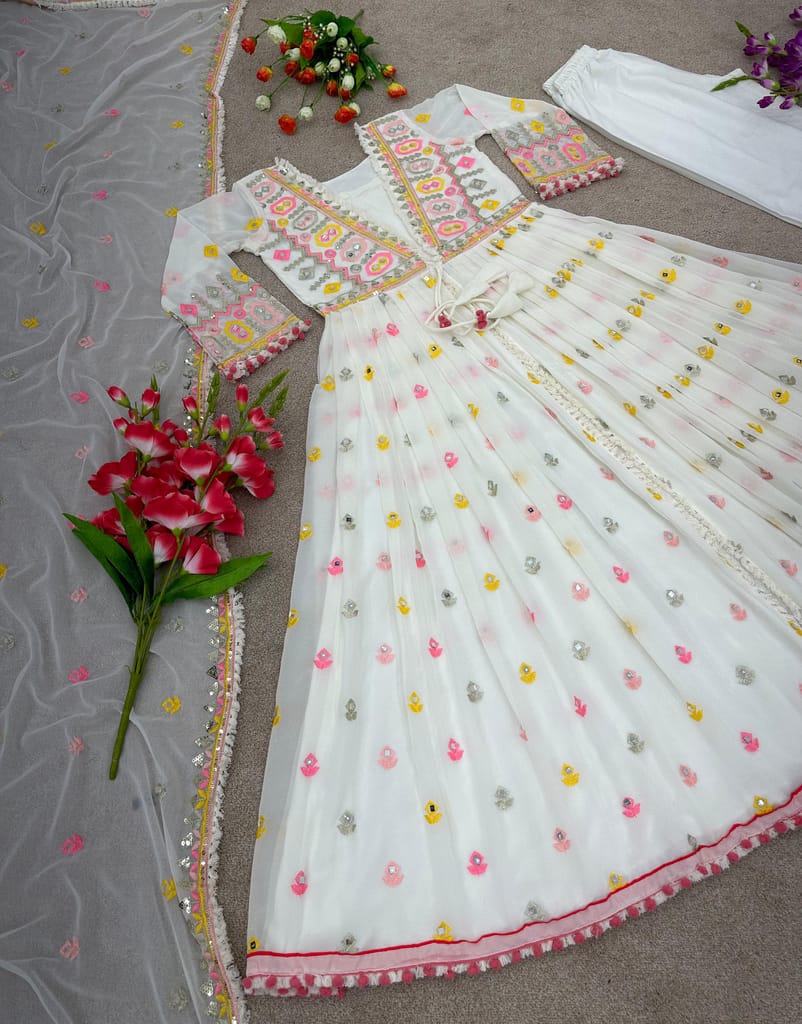 Anarkali White indian salwar kameez Dupatta for women ready to wear designer pakistani dresses Festival 3 piece