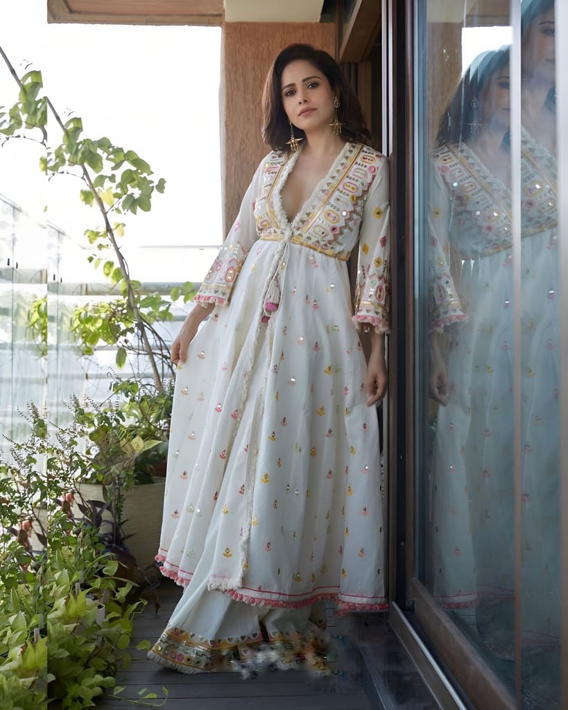 Anarkali White indian salwar kameez Dupatta for women ready to wear designer pakistani dresses Festival 3 piece