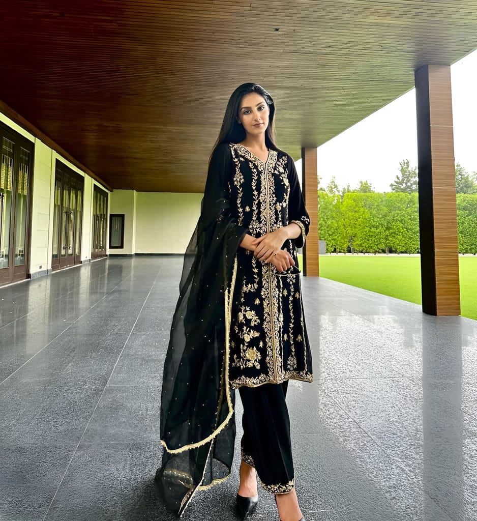 Ready to wear indian Black salwar kameez Dupatta for women anarkali cotton designer pakistani dresses Festival 3 piece