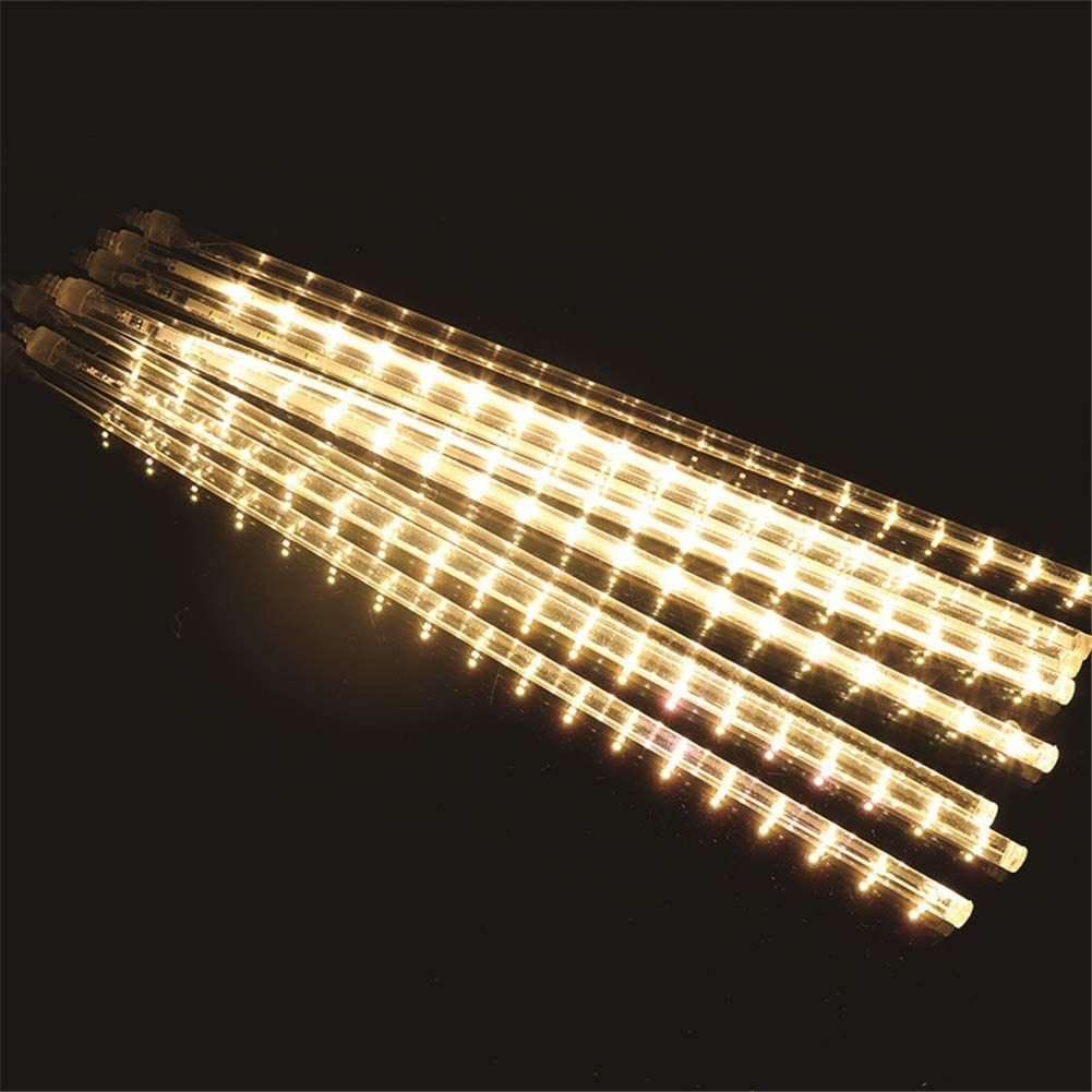  "Warm White LED Meteor Shower Lights, Cascading Tube Lights for Christmas, Party, Wedding, Garden, and Holiday Decoration"