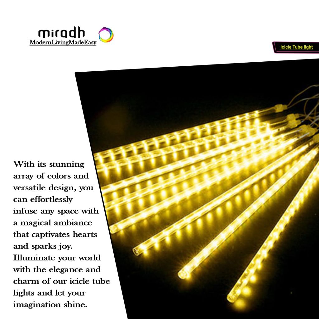  "Warm White LED Meteor Shower Lights, Cascading Tube Lights for Christmas, Party, Wedding, Garden, and Holiday Decoration"