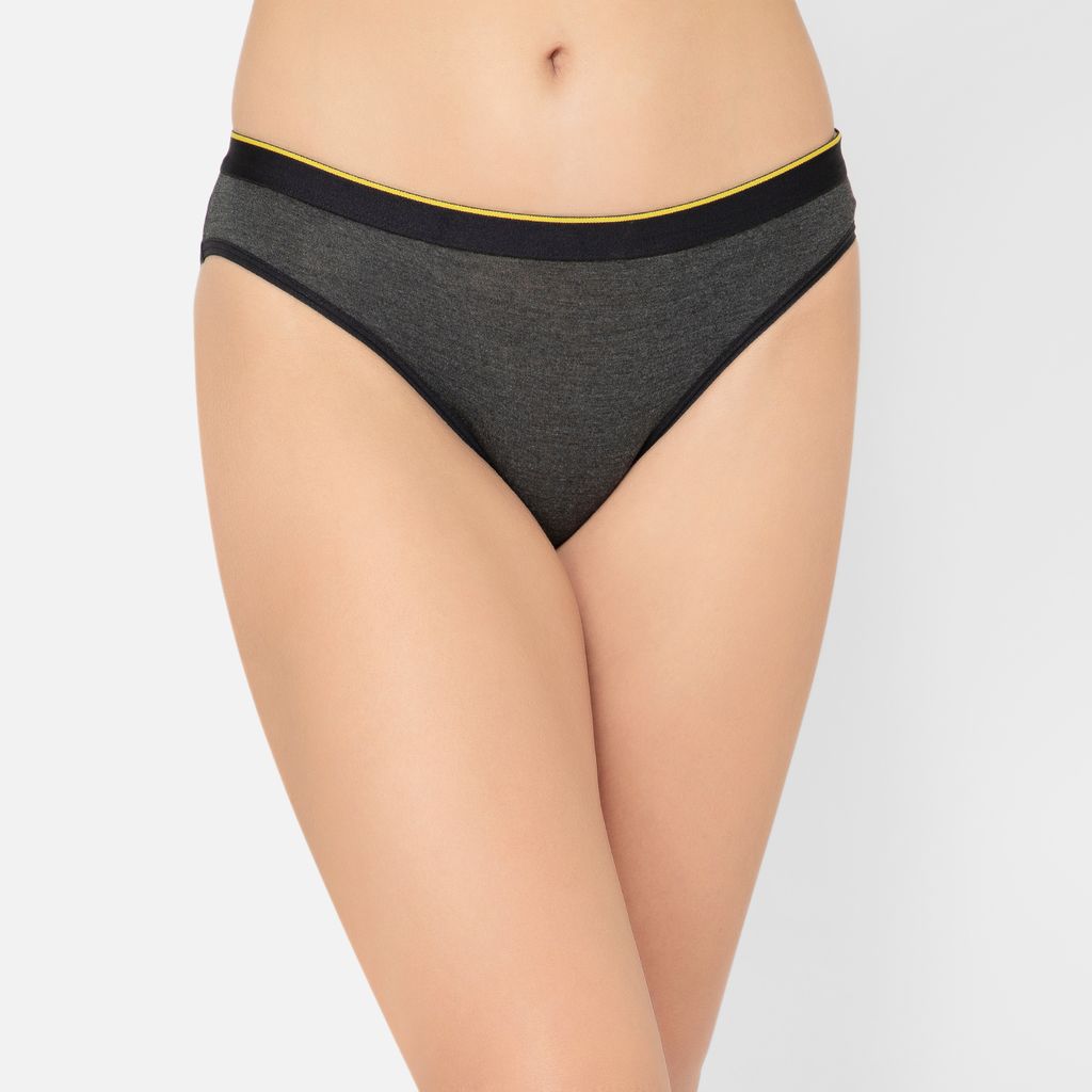Bummer Women's Solid Micro Modal Bikinis Panties | Soft & Breathable Underwear - Charcoal Melange