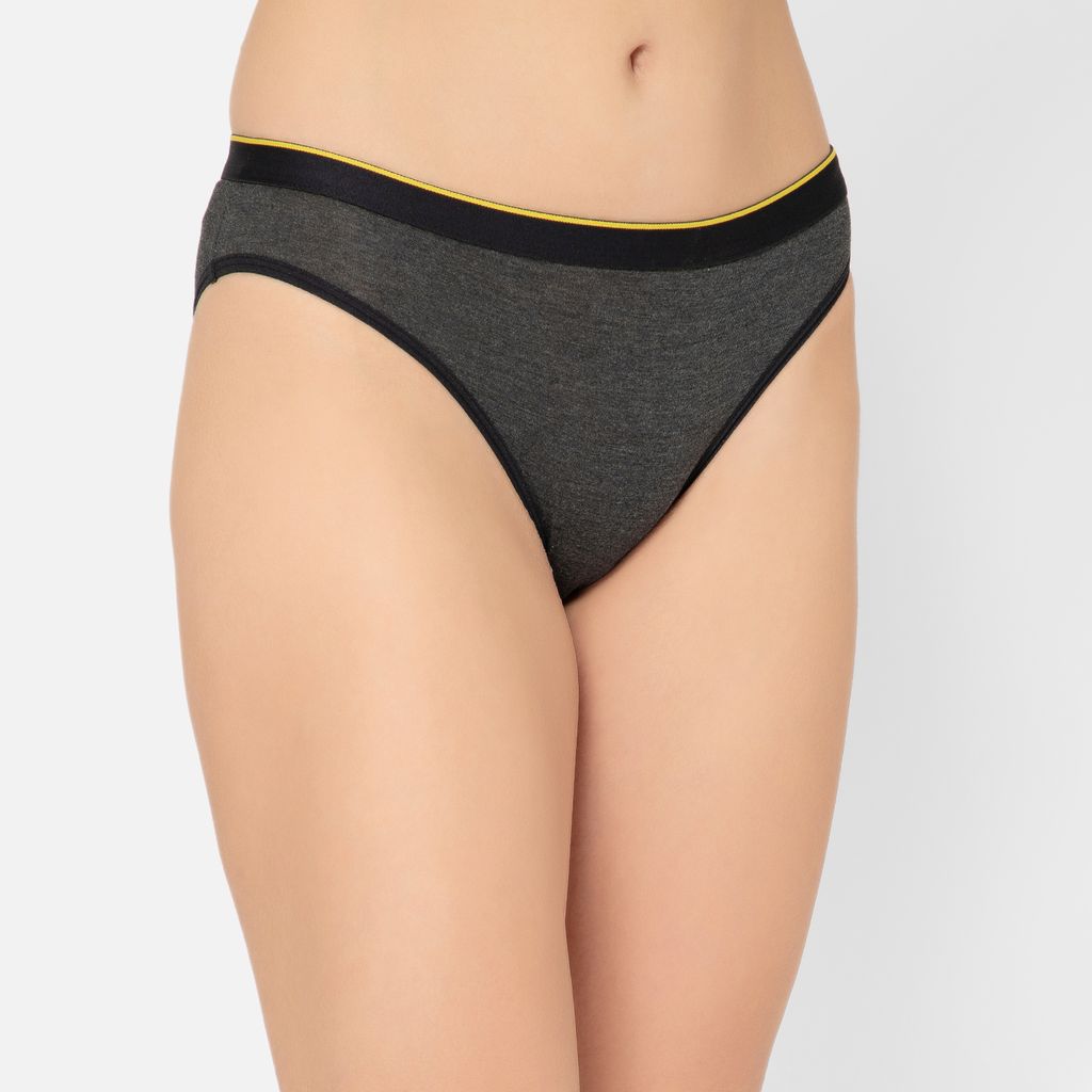 Bummer Women's Solid Micro Modal Bikinis Panties | Soft & Breathable Underwear - Charcoal Melange