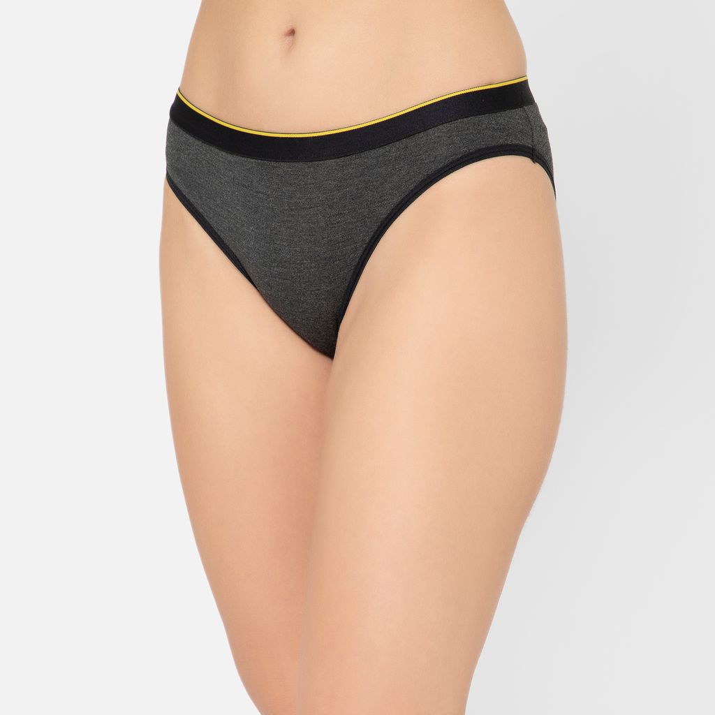 Bummer Women's Solid Micro Modal Bikinis Panties | Soft & Breathable Underwear - Charcoal Melange