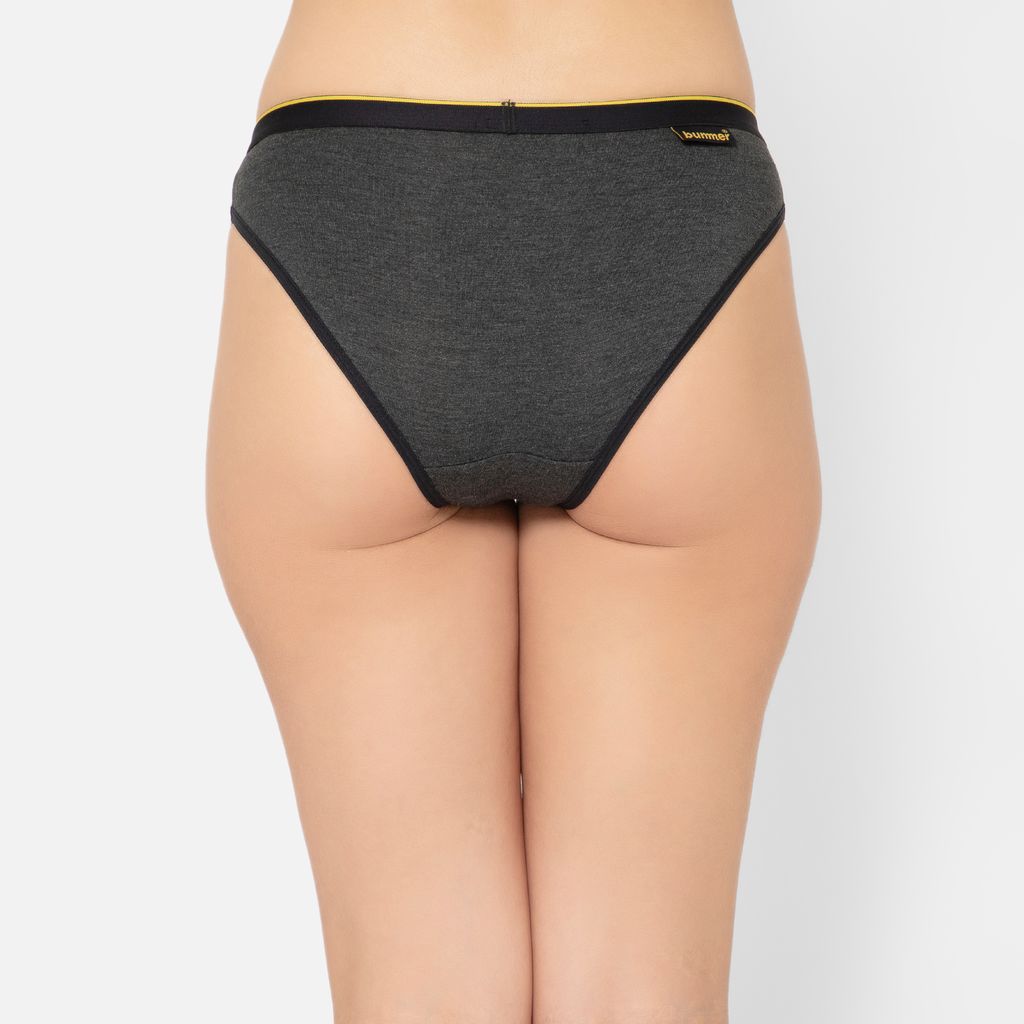 Bummer Women's Solid Micro Modal Bikinis Panties | Soft & Breathable Underwear - Charcoal Melange