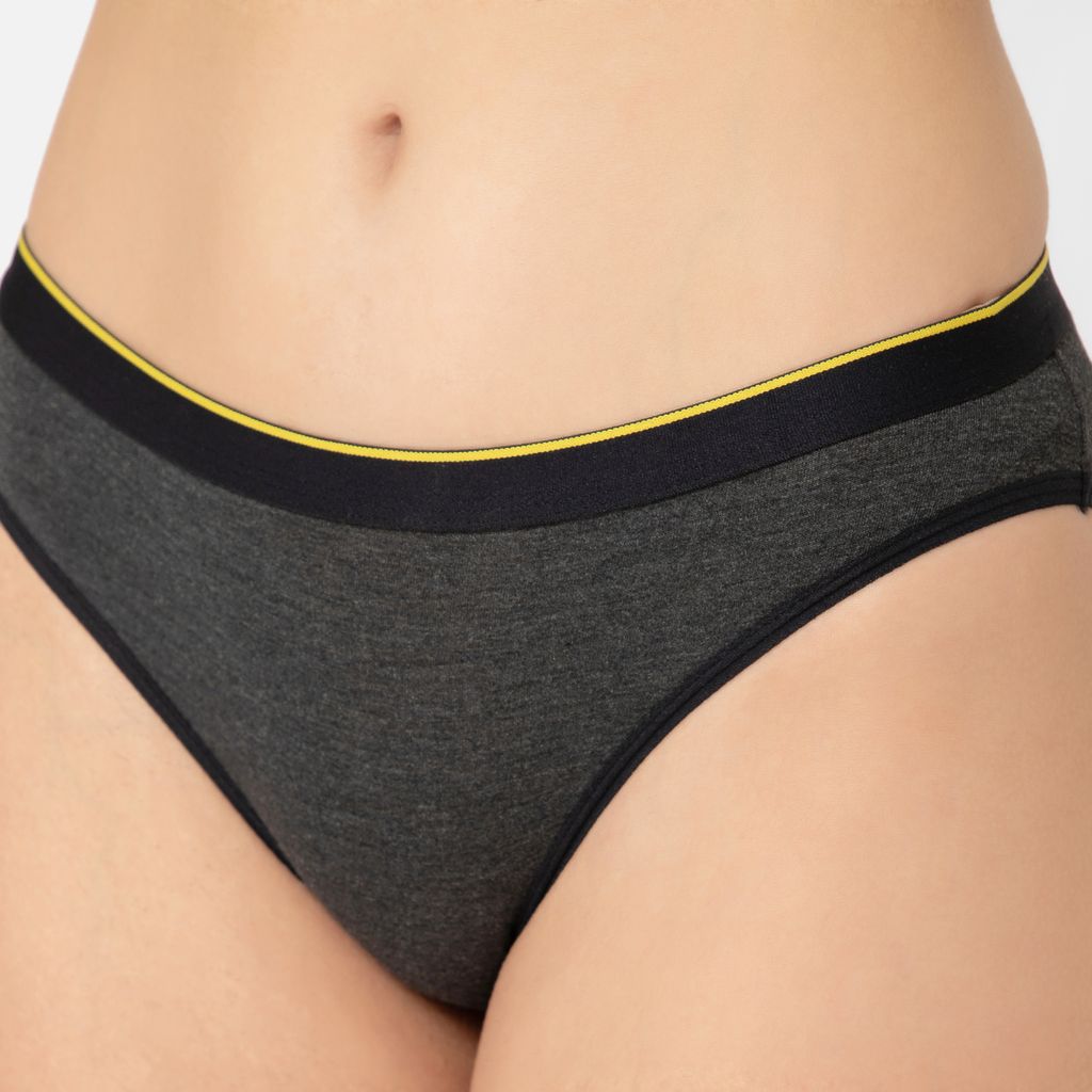 Bummer Women's Solid Micro Modal Bikinis Panties | Soft & Breathable Underwear - Charcoal Melange