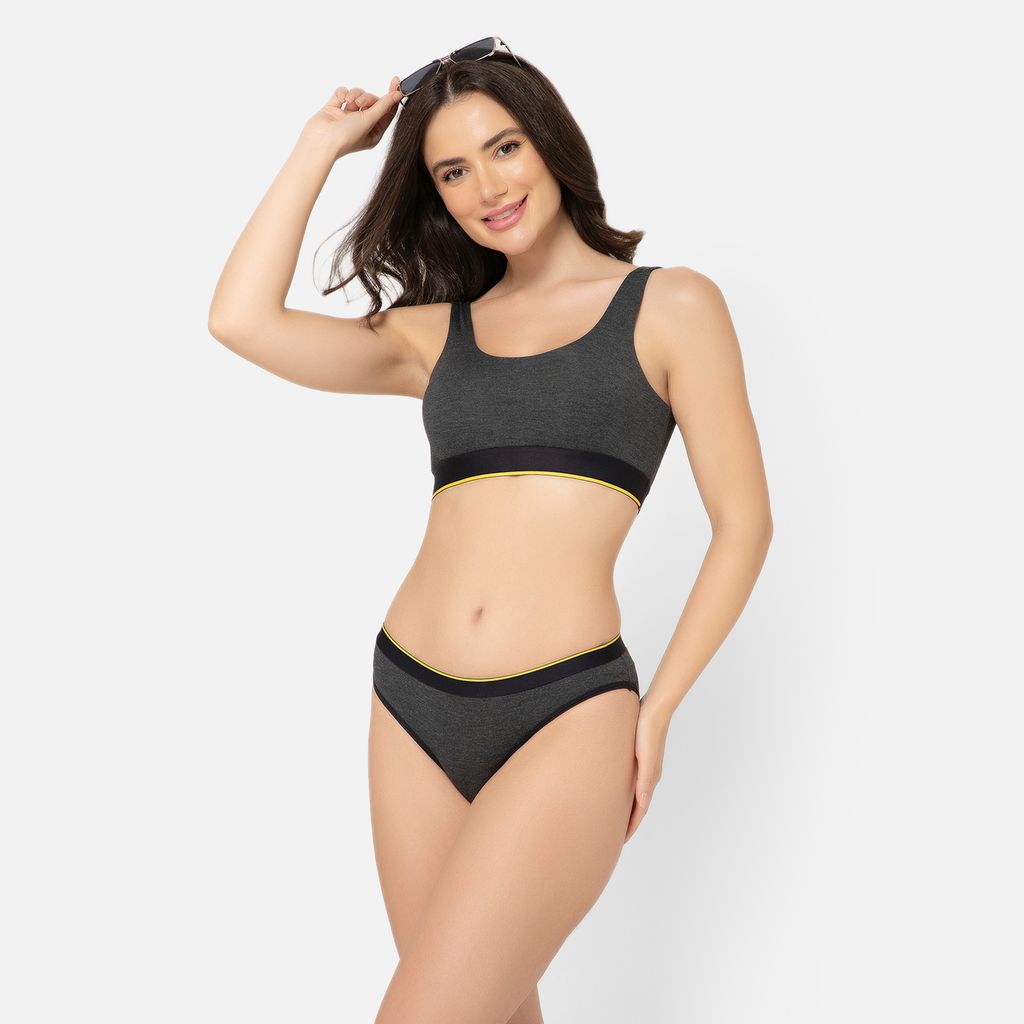 Bummer Women's Solid Micro Modal Bikinis Panties | Soft & Breathable Underwear - Charcoal Melange