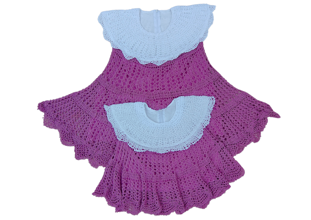 Handmade Crochet Baby Dress in Purple with White Collar