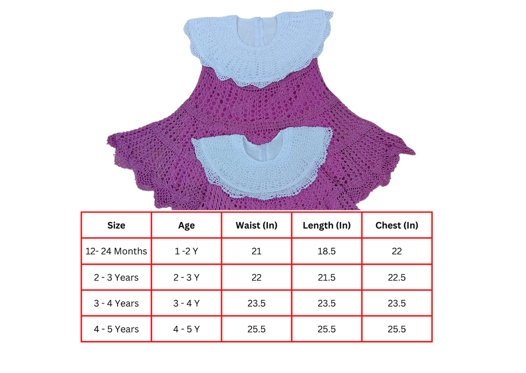 Handmade Crochet Baby Dress in Purple with White Collar