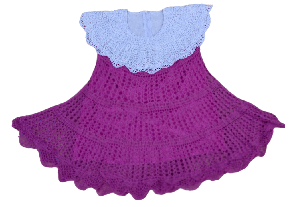 Handmade Crochet Baby Dress in Purple with White Collar