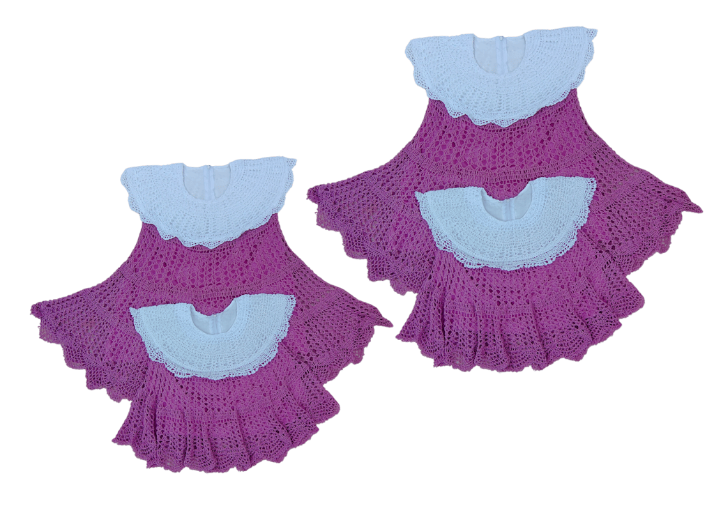Handmade Crochet Baby Dress in Purple with White Collar