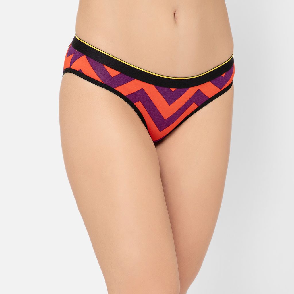 Bummer Women's Printed Micro Modal Bikinis Panties | Soft & Breathable Underwear - Chevron