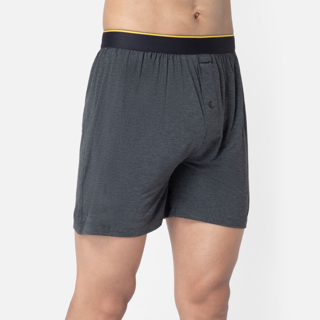 Bummer Men's Solid Micro Modal Boxers Underwear | Ultra Soft & Breathable - Charcoal Melange