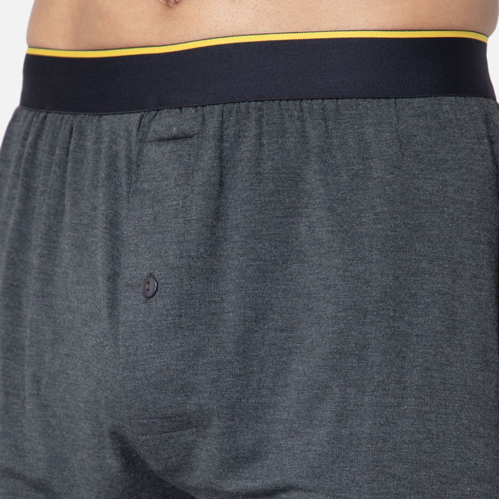 Bummer Men's Solid Micro Modal Boxers Underwear | Ultra Soft & Breathable - Charcoal Melange