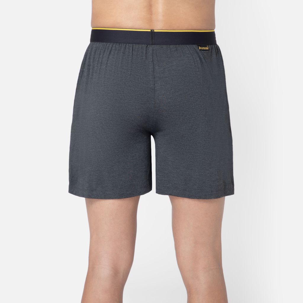 Bummer Men's Solid Micro Modal Boxers Underwear | Ultra Soft & Breathable - Charcoal Melange