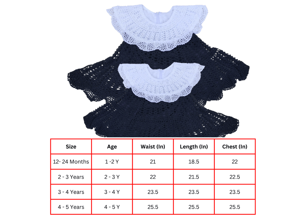 Handmade Crochet Baby Dress in Black with White Collar