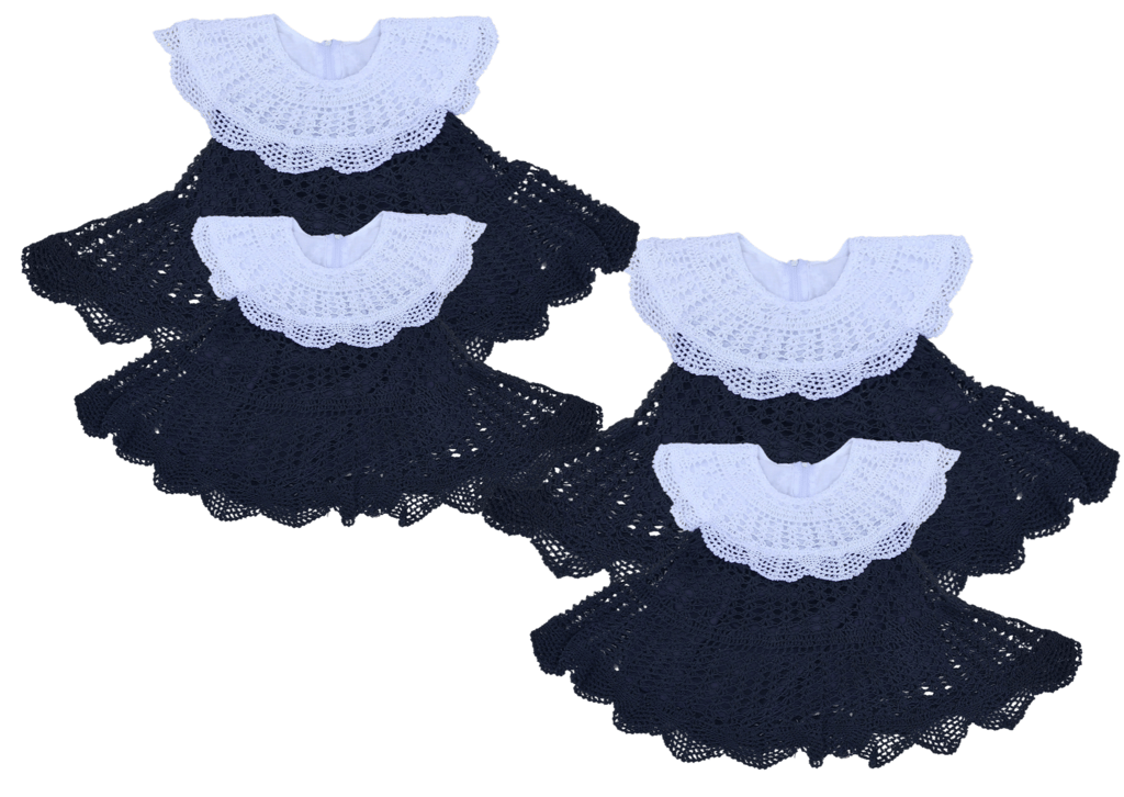 Handmade Crochet Baby Dress in Black with White Collar
