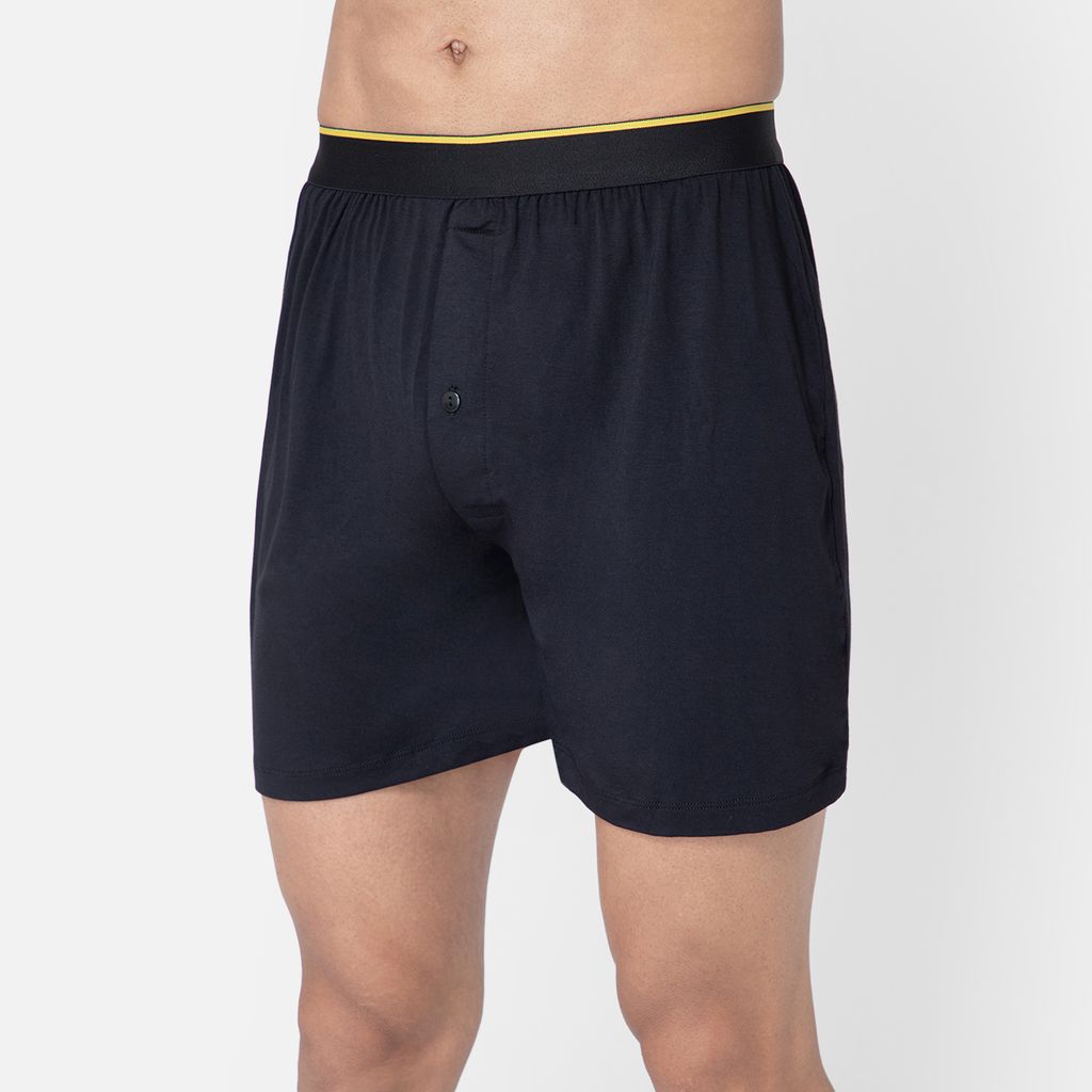 Bummer Men's Solid Micro Modal Boxers Underwear | Ultra Soft & Breathable - Nox