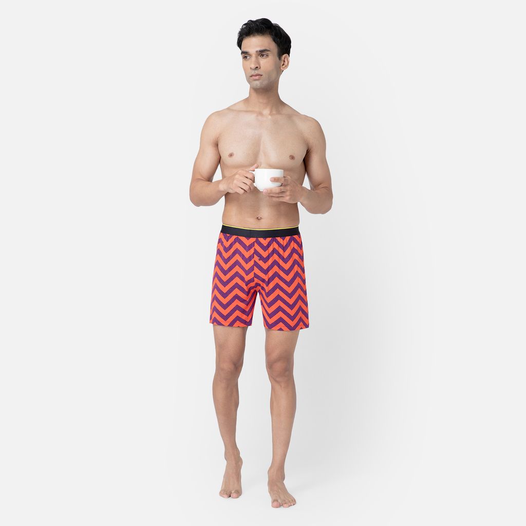 Bummer Men's Printed Micro Modal Boxers Underwear | Ultra Soft & Breathable - Chevron