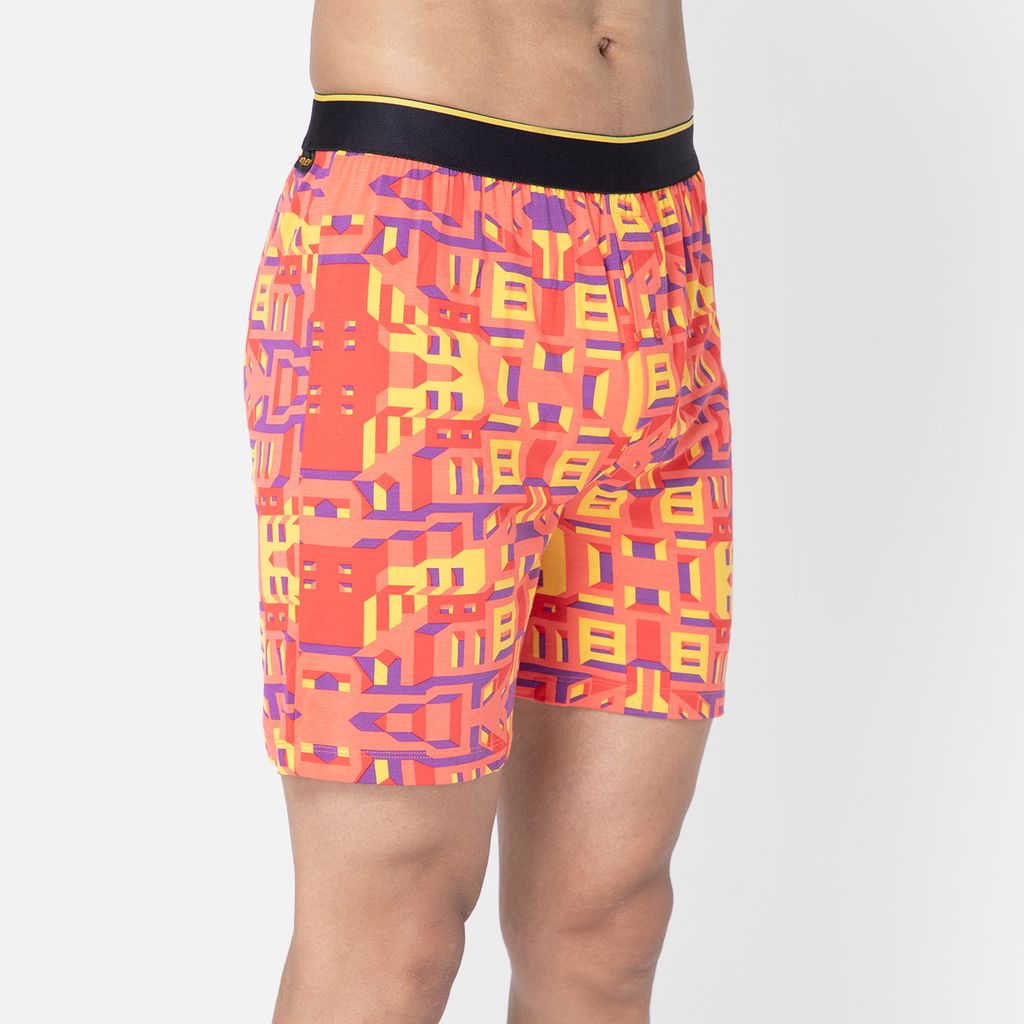 Bummer Men's Printed Micro Modal Boxers Underwear | Ultra Soft & Breathable - Bricked