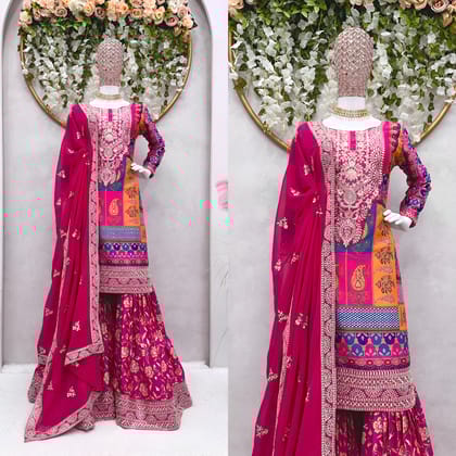 Sharara Suit Set Pink Ready to wear indian salwar kameez Dupatta for women anarkali cotton designer pakistani dresses Festival 3 piece