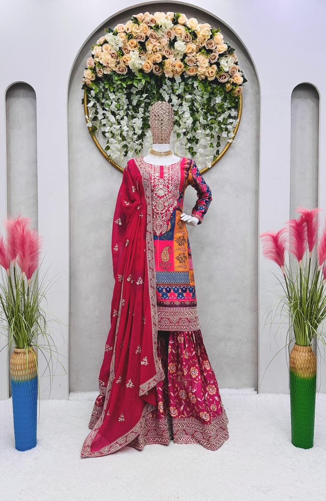 Sharara Suit Set Pink Ready to wear indian salwar kameez Dupatta for women anarkali cotton designer pakistani dresses Festival 3 piece