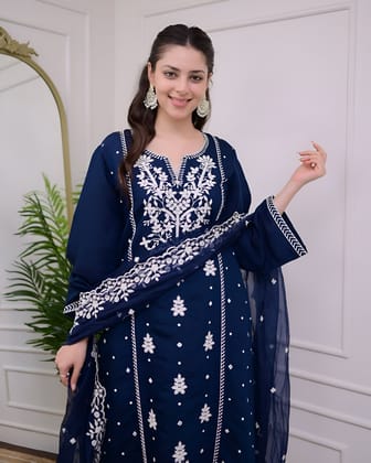 Blue Ready to wear indian salwar kameez Dupatta for women anarkali cotton designer pakistani dresses Festival 3 piece Blue Ready to wear indian salwar kameez Dupatta for women anarkali cotton designer pakistani dresses Festival 3 piece