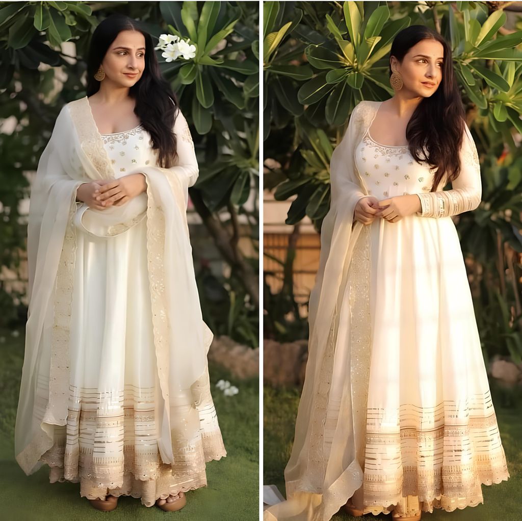 White Anarkali Suit Set Ready to wear indian salwar kameez Dupatta for women designer pakistani dresses Festival 3 piece