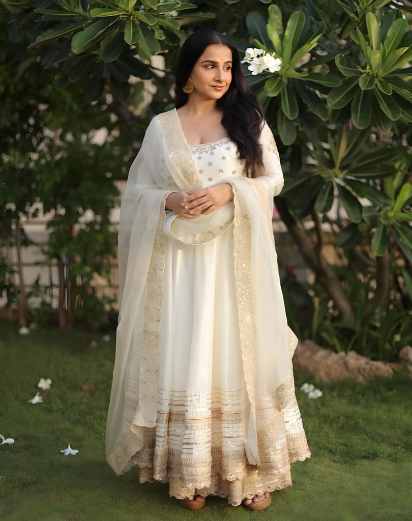 White Anarkali Suit Set Ready to wear indian salwar kameez Dupatta for women designer pakistani dresses Festival 3 piece