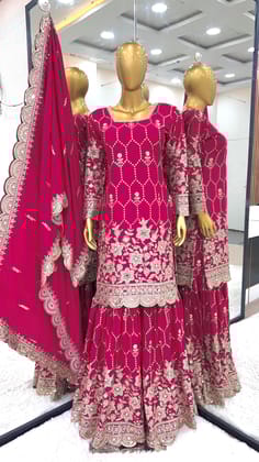 Pink Sharara Suit Set Ready to wear indian salwar kameez Dupatta for women anarkali designer pakistani dresses Festival 3 piece