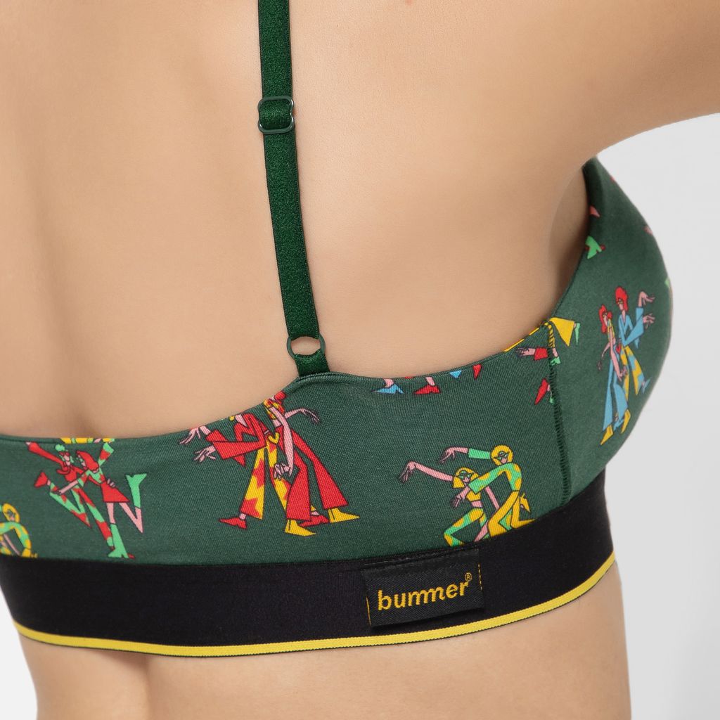 Bummer Women's Wirefree Non Padded Printed Bralette | Full Coverage Bra with Adjustable Straps - Disco82