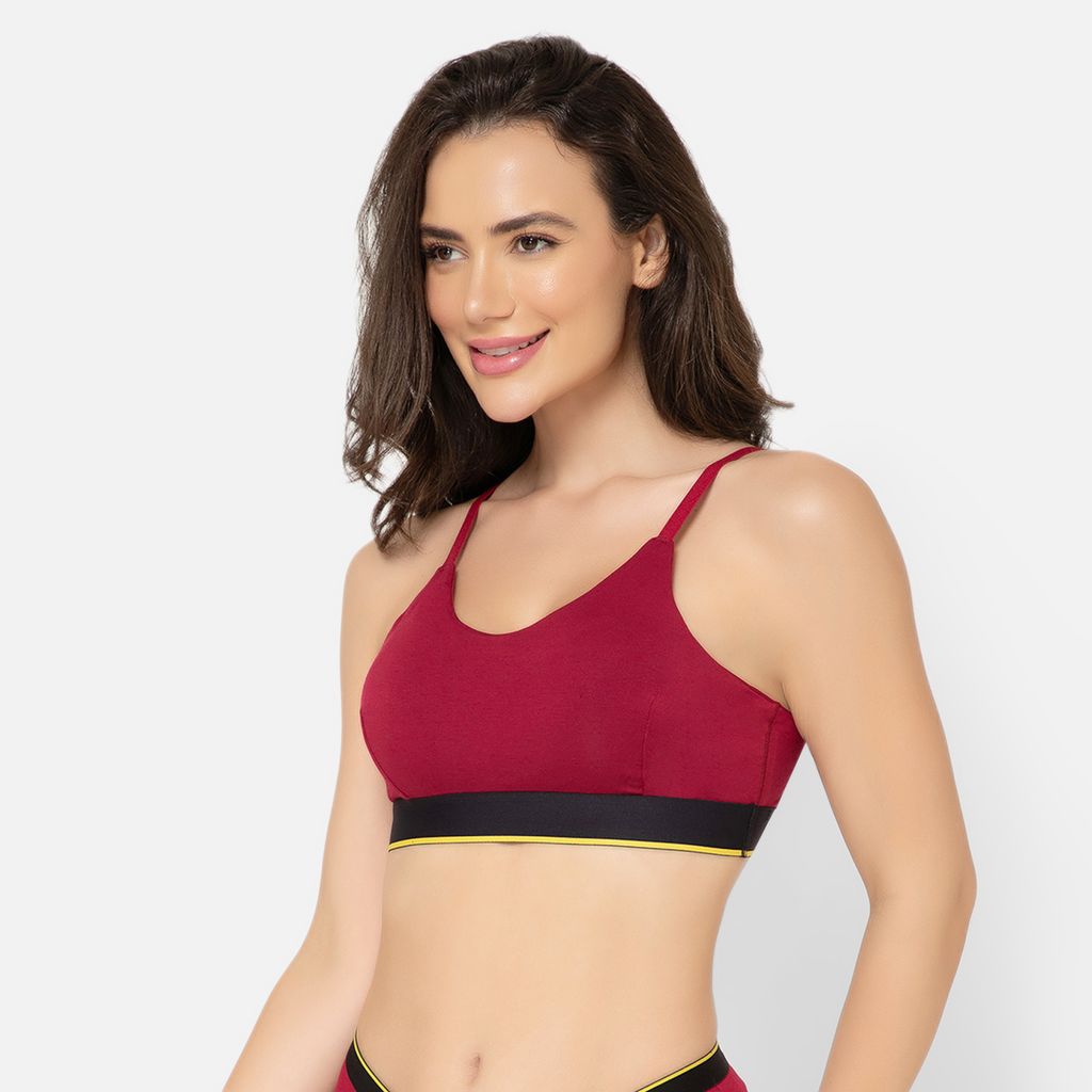 Bummer Women's Wirefree Non Padded Solid Bralette | Full Coverage Bra with Adjustable Straps - Gelada