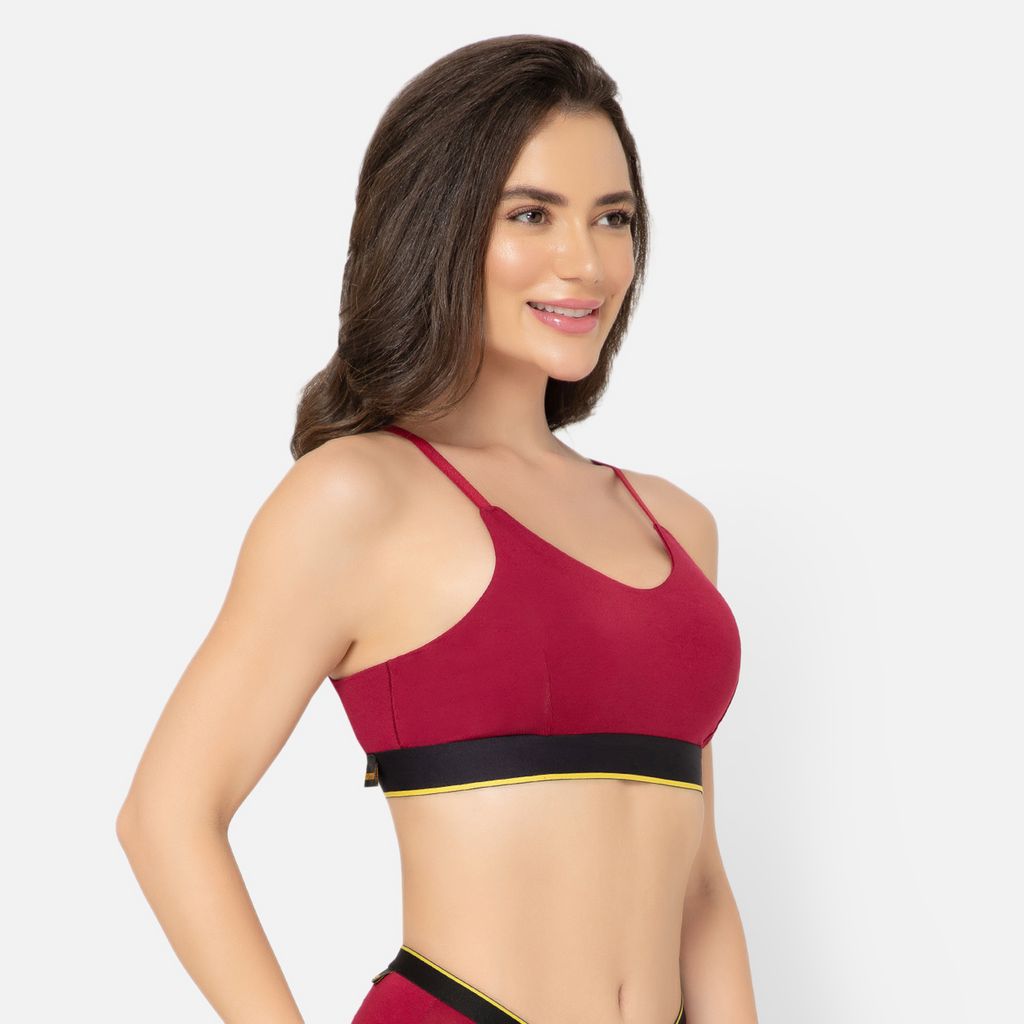 Bummer Women's Wirefree Non Padded Solid Bralette | Full Coverage Bra with Adjustable Straps - Gelada