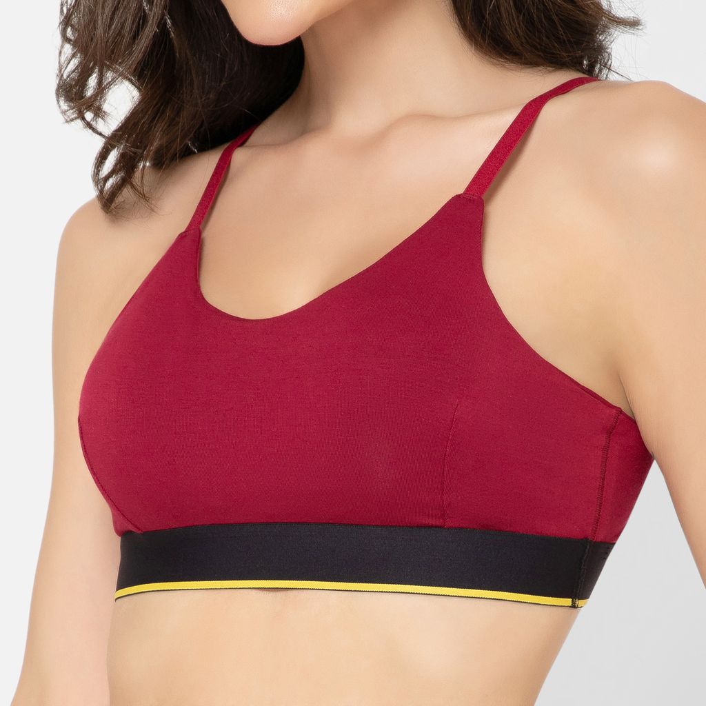 Bummer Women's Wirefree Non Padded Solid Bralette | Full Coverage Bra with Adjustable Straps - Gelada