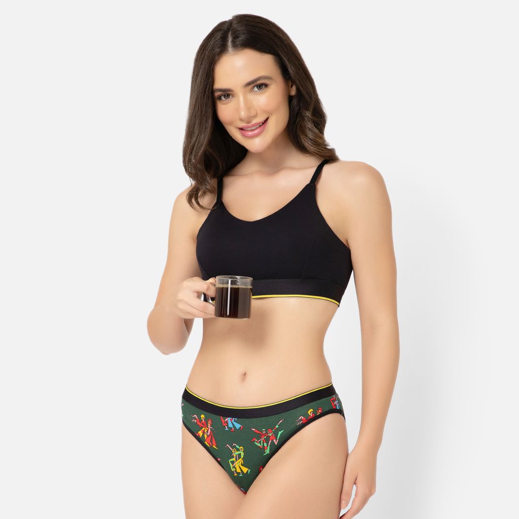 Bummer Women's Wirefree Non Padded Solid Bralette | Full Coverage Bra with Adjustable Straps - Nox