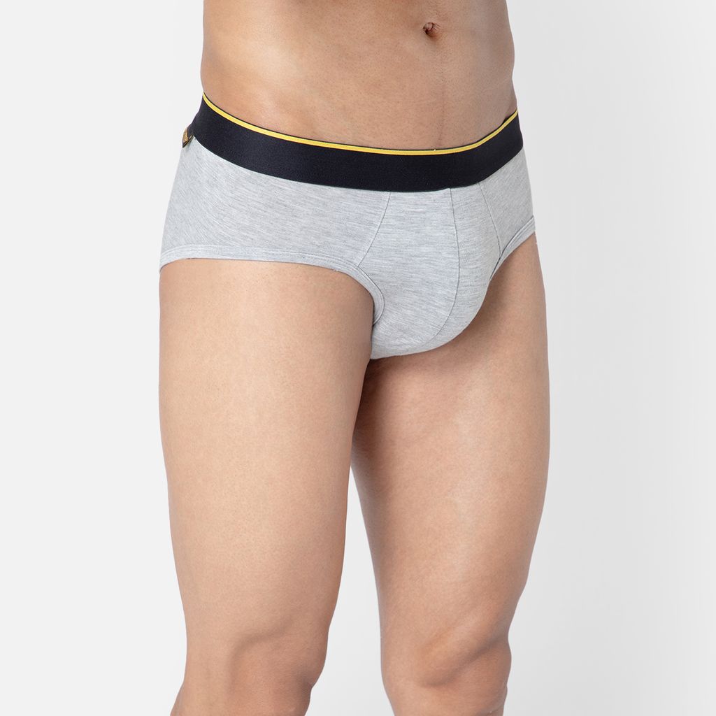 Bummer Men's Solid Micro Modal Briefs Underwear | Ultra Soft & Breathable - Grey Melange