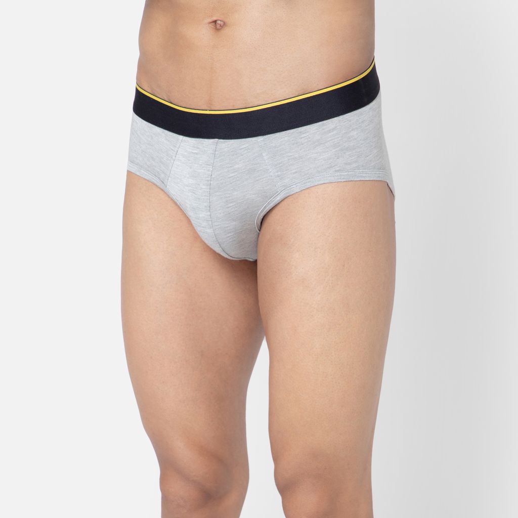 Bummer Men's Solid Micro Modal Briefs Underwear | Ultra Soft & Breathable - Grey Melange