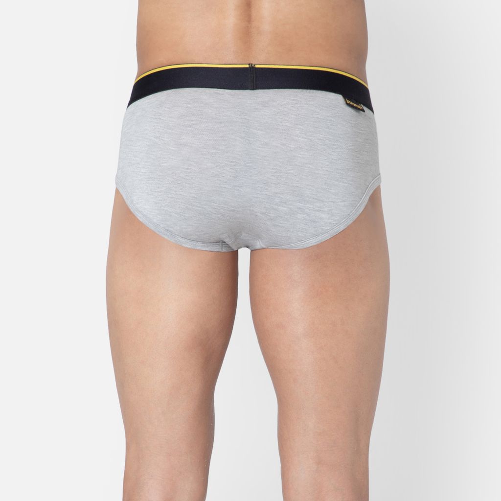Bummer Men's Solid Micro Modal Briefs Underwear | Ultra Soft & Breathable - Grey Melange