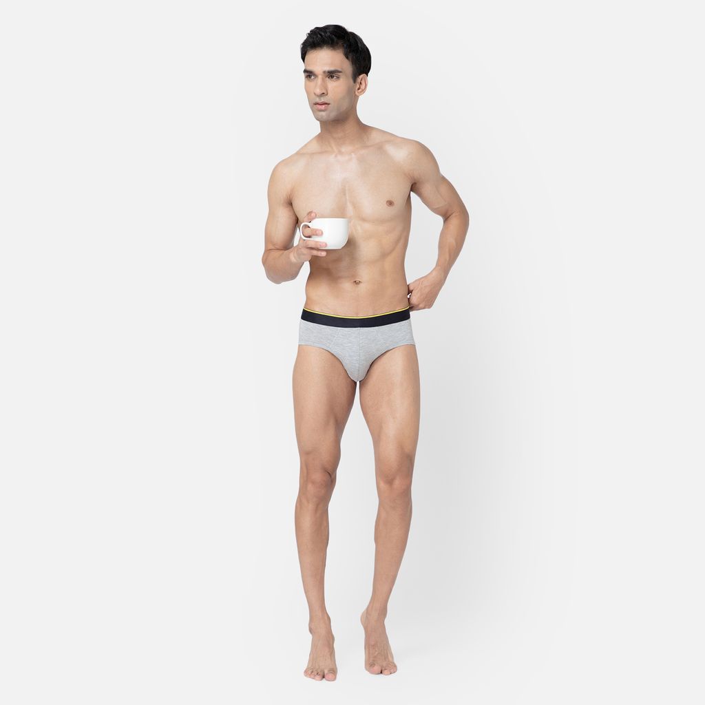 Bummer Men's Solid Micro Modal Briefs Underwear | Ultra Soft & Breathable - Grey Melange