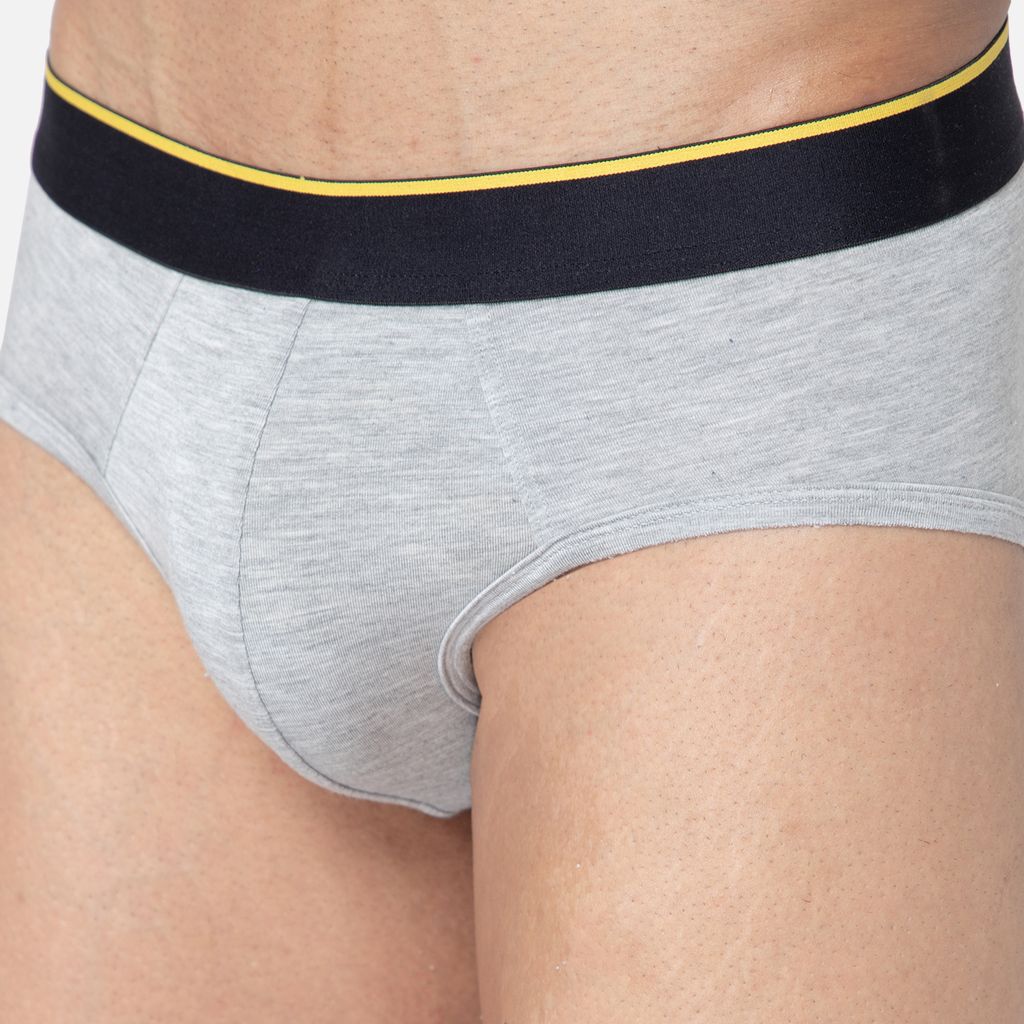 Bummer Men's Solid Micro Modal Briefs Underwear | Ultra Soft & Breathable - Grey Melange