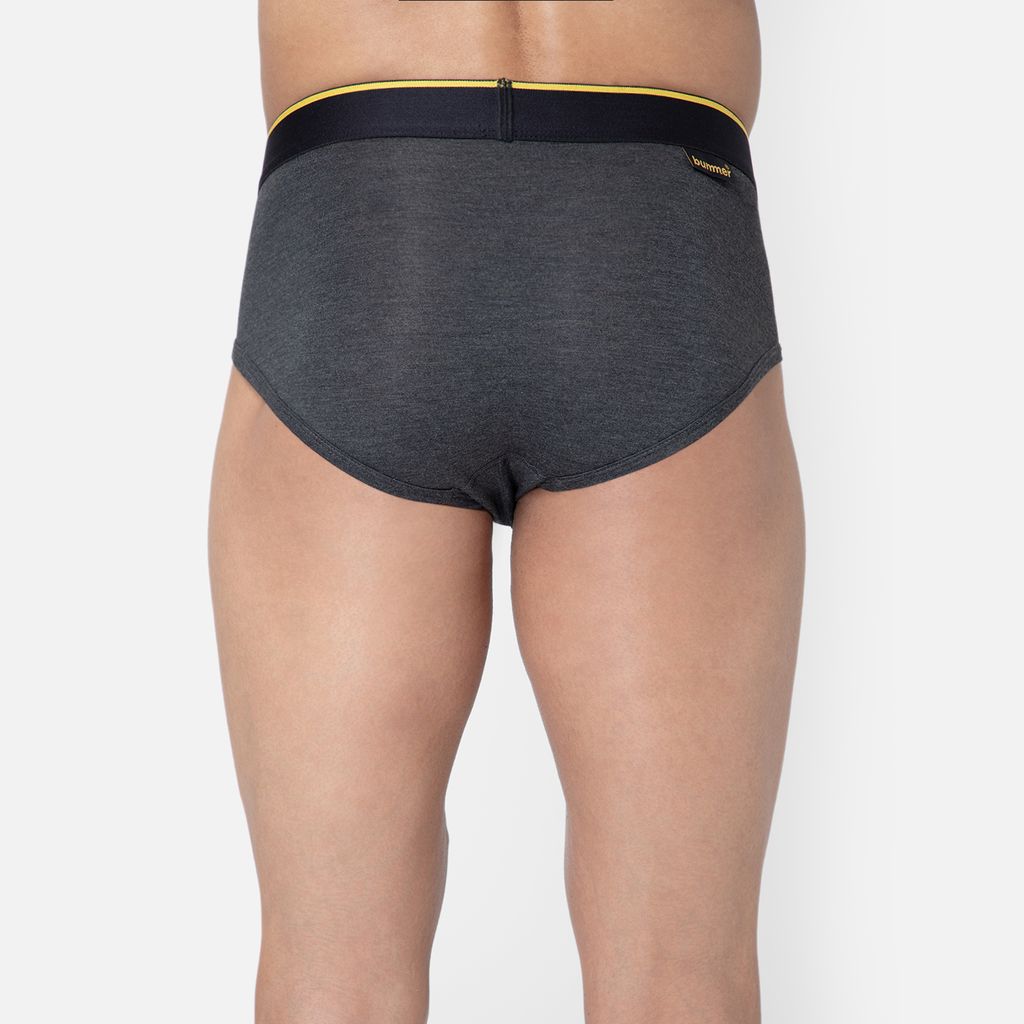 Bummer Men's Solid Micro Modal Briefs Underwear | Ultra Soft & Breathable - Charcoal Melange