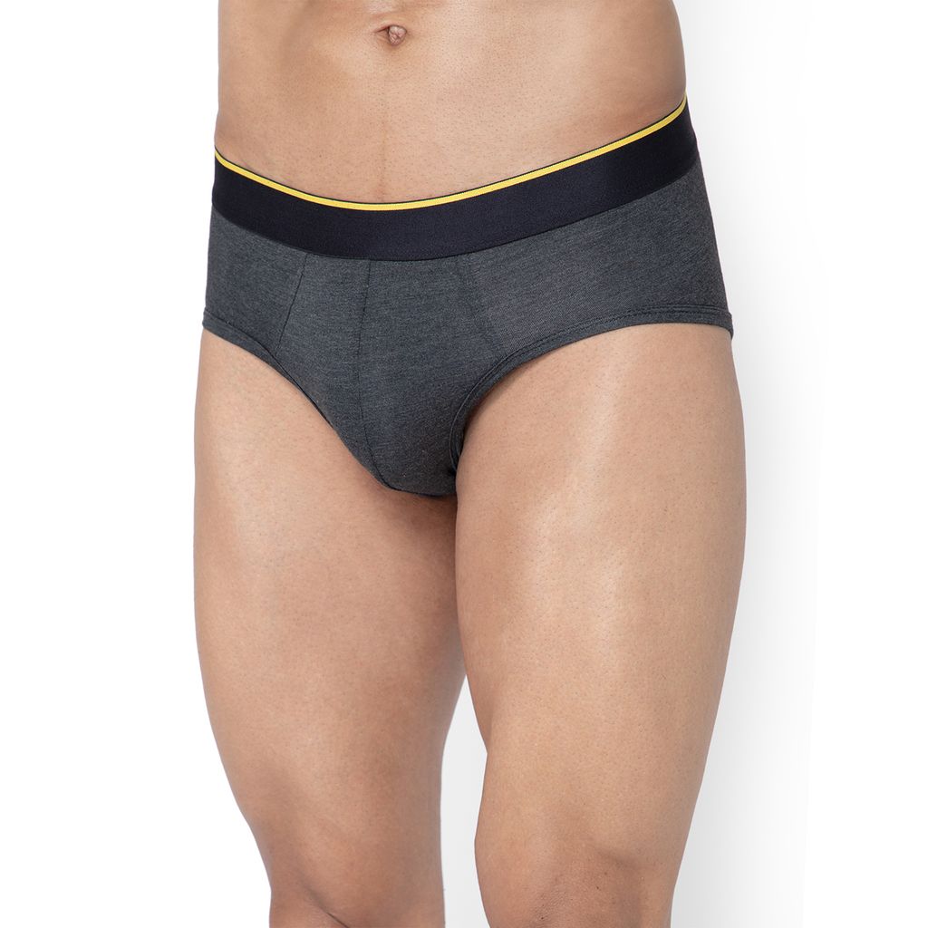 Bummer Men's Solid Micro Modal Briefs Underwear | Ultra Soft & Breathable - Charcoal Melange