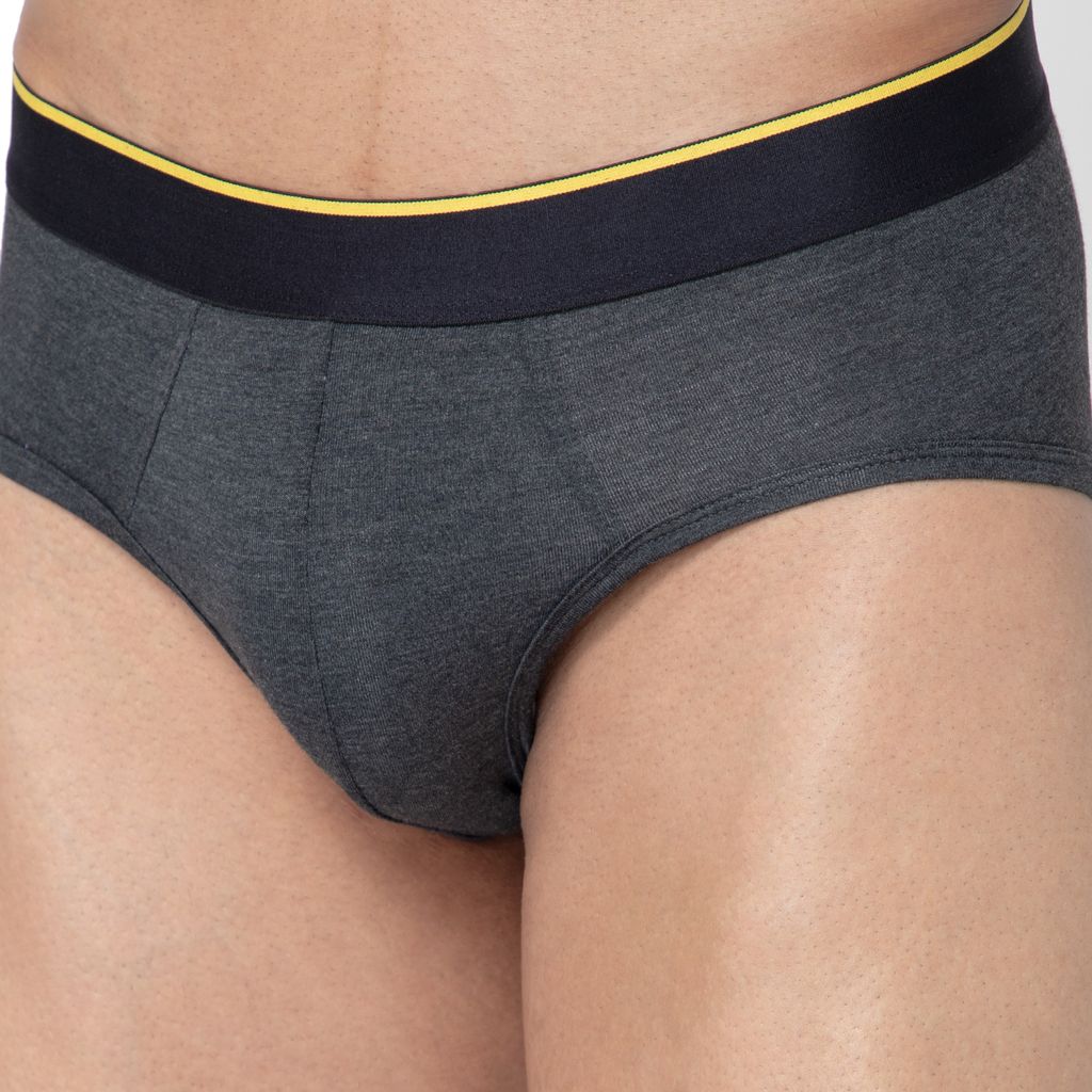 Bummer Men's Solid Micro Modal Briefs Underwear | Ultra Soft & Breathable - Charcoal Melange