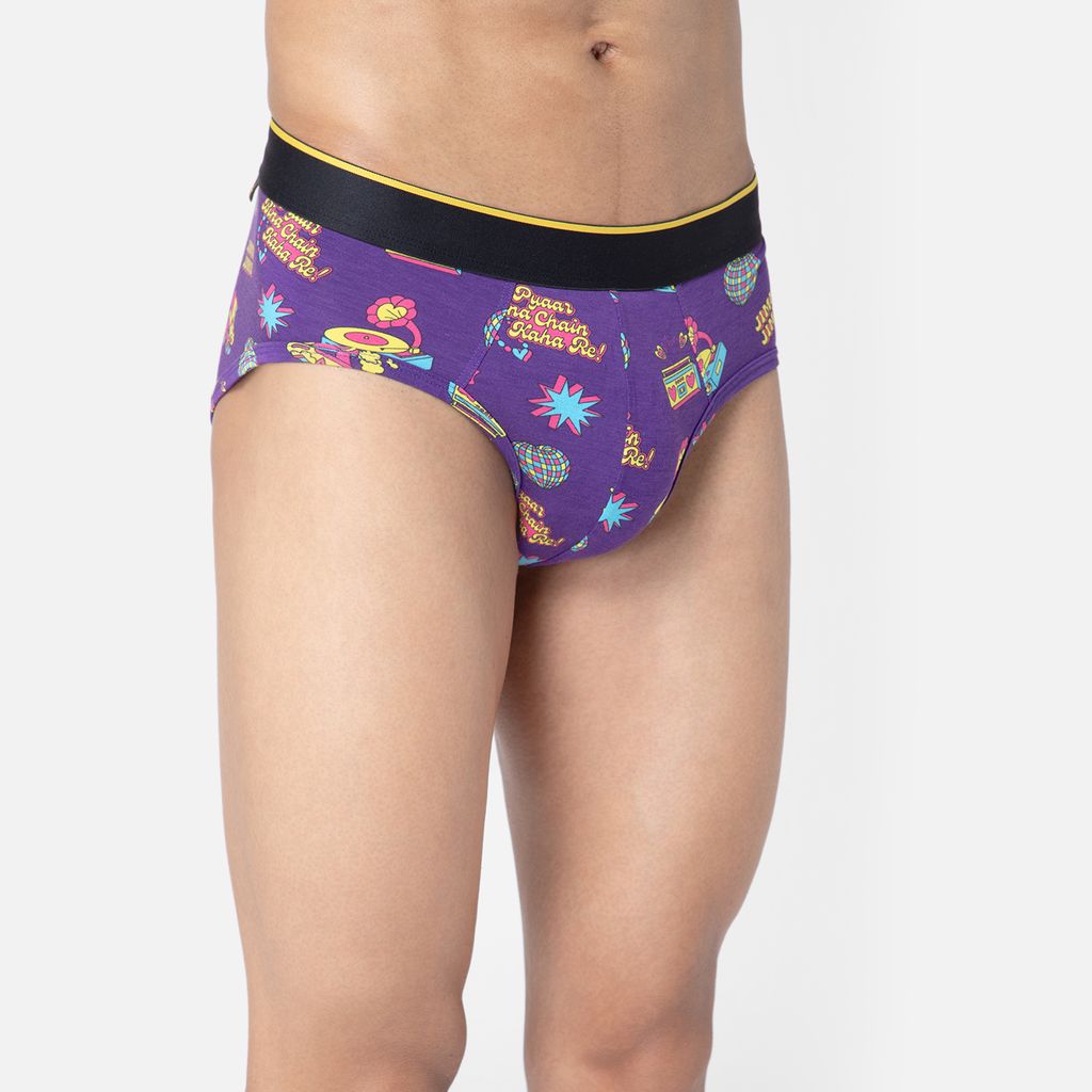 Bummer Men's Printed Micro Modal Briefs Underwear | Ultra Soft & Breathable - Stereo Hearts