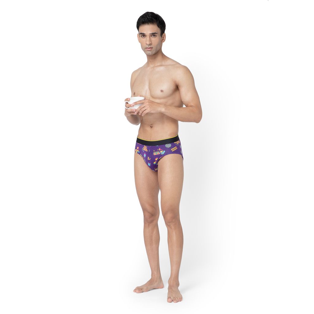 Bummer Men's Printed Micro Modal Briefs Underwear | Ultra Soft & Breathable - Stereo Hearts