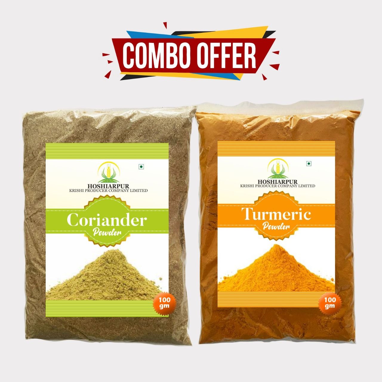 Turmeric & Coriander Powder 200gm Combo – Hosiarpur Krishi Producer for Flavorful & Healthy Cooking. 
